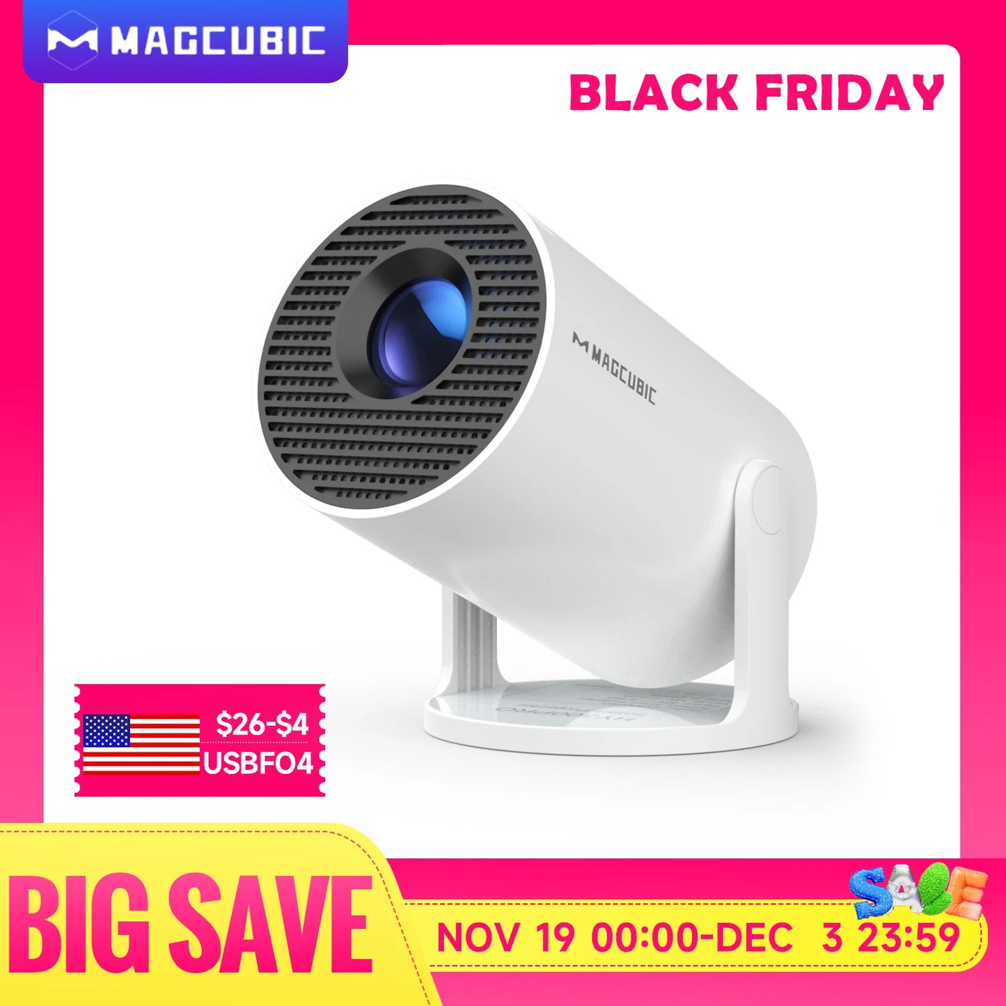 Magcubic HY300 Pro Projector 200ANSI Native 720P Wireless Screen Mirroring System Dual Band WiFi Hi-chip A3100 for Home Theater